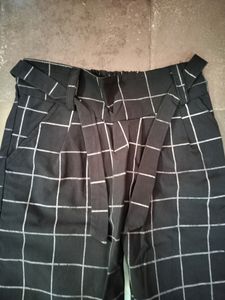 Checkered Paperbag Waist Pants