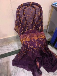 Purple organza saree