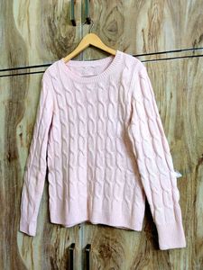 Light Pink Self Design Pullover Size-36-38