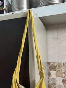 Yellow Corduroy Sling Bag