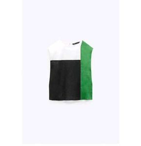 Zara Color Block Linen Top