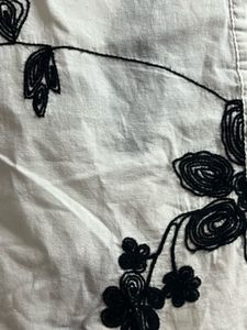 Embroidered Black and White Regular Fit Top.