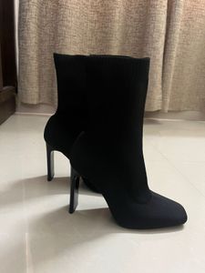 Black Sock Heeled Boots Zara