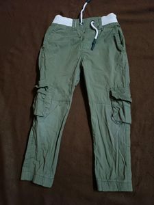 Green Cargo Track Pants For Boys