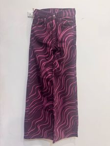 Patterned Wide Leg Jeans