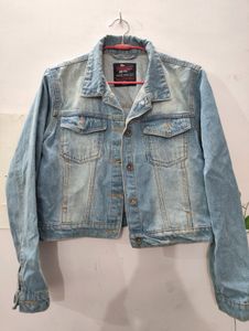 Roadster Vintage Blue Crop Denim Jacket