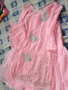 pink princess garara kameez with stones dupatta