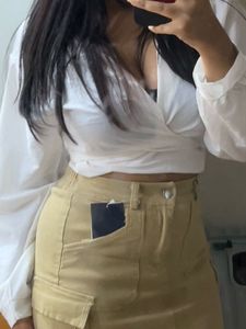 Khaki Mini Skirt with Built in safety shorts