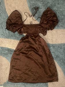 H&amp;M Brown Cutout Mini Dress