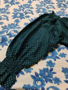 Teal Polka Dot Smocked Dress