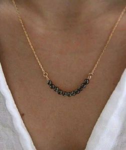 Minimalist Gold & Hematite Bead Necklace