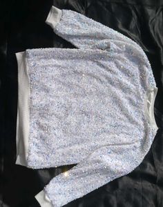 Party Wear White Sequence Sweater