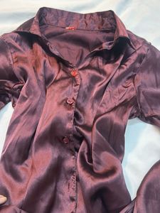 Burgundy Satin Blouse