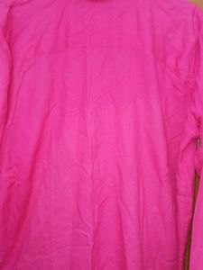 ZARA Essentials Solid Hot Pink Cotton Shirt (L)