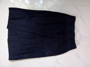 Black Ribbed Knit Midi Skirt
