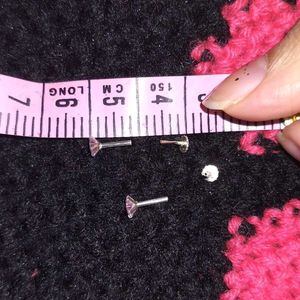Pure Silver Star Shaped Pink Nosepins - 2pcs
