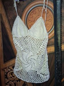 White Crochet Mini Dress