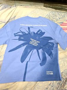 Blue Printed Oversized T-shirt