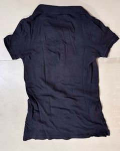 Navy Polo with Pink Accents