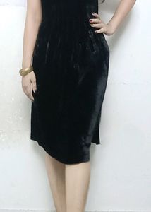 Midnight Black Velvet Dress