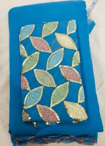 Embroidered Blue Fabric