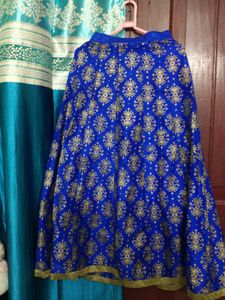 Elegant Gold &amp; Blue Indian Dress