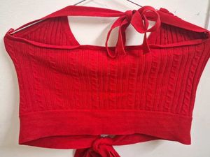 Red Halter Neck Crop Top