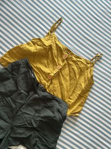 Yellow Tank and Green Shorts Set