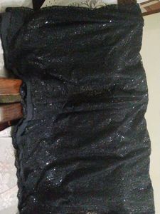 Black Sequin Lace Fabric Sari