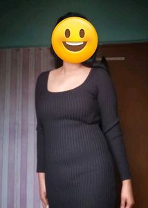 Black Ribbed Knit Dress