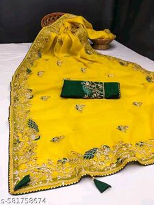 Yellow Embroidered Saree
