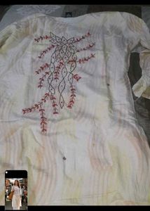 Ethnic  Green kurti and white kurt