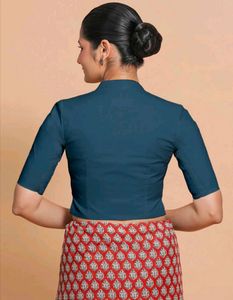 Blue Blouse with Square Neckline