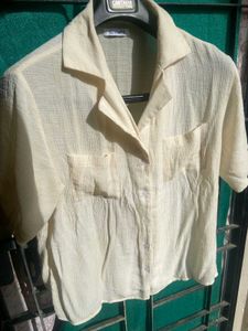 Beige Linen Muslin Top