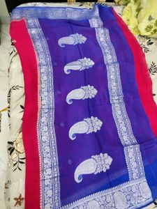 Pure Georgette Banaras With Blouse