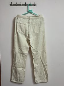 Off-White High Waist Straight Leg Jeans