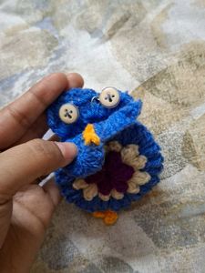 Woolen Owl Keyring With Pouch