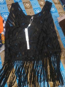 Black Fringe Tank Top