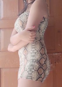 Shein Snake Print Sexy Strap Bodycon Dress