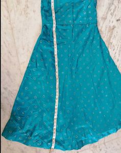 Teal Dress with Beaded Neckline