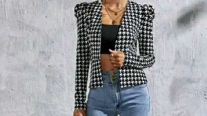 Houndstooth Print Jacket