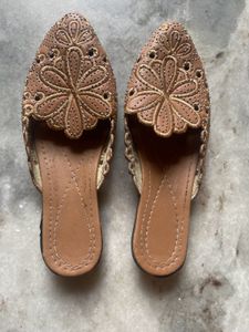 Embroidered Leather Mules