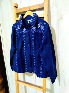 Vintage Embroidered Blue Jacket Size-46-48
