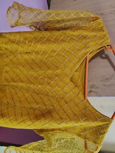 Yellow Mesh Sleeve Dress