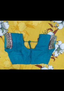 Embroidery Blue Party Wear Saree
