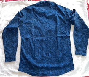 Louis Philippe Blue Chinese Collar LP Shirt