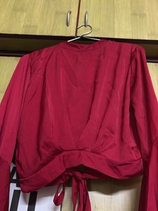 Red Bell Sleeve Tie Top
