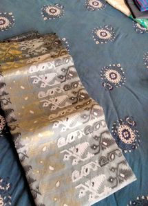 Tant Jamdani Golden Zari Anchal &amp; Body