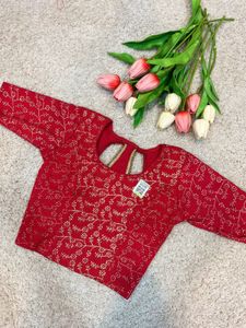Red & Gold Embroidered Blouse