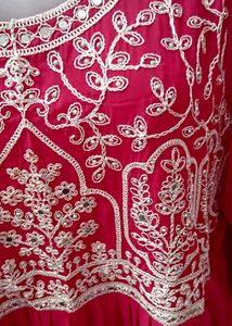 xxl pink embroided full length anarkali